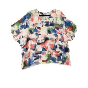 Transparente Germany Art to Wear Abstract Multi Shape Color Linen Blend XL